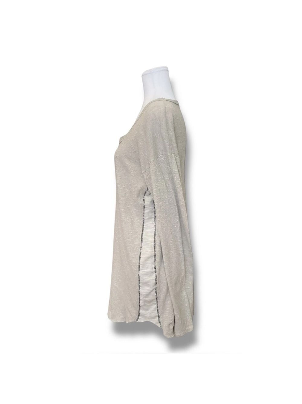 Pas de Calais Beige Textured Slub Knit Oversized Pullover Top Size 36 US S/M - Picture 5 of 9